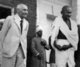 India: Mohandas Karamchand Gandhi (1869-1948), pre-eminent political and ideological leader of India's independence movement, with Lord Pethwick Lawrence, British Secretary of State for India, 18 April 1946
