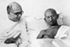 India: Mohandas Karamchand Gandhi (1869-1948), pre-eminent political and ideological leader of India's independence movement, with his personal secretary Mahadev Desai (1892-1942)